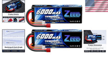 Load image into Gallery viewer, High Performance 2S Lipo Battery 6000mAh/80C for RC Helicopters and Boats