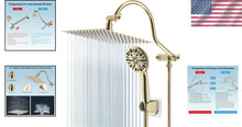 Load image into Gallery viewer, 10" High Pressure Luxury Shower Head Set with Gold Handheld and Extension Arm