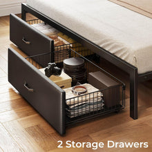 Load image into Gallery viewer, Elegant Full Size Bed Frame with Metal Support, Drawers &amp; USB Charging Station