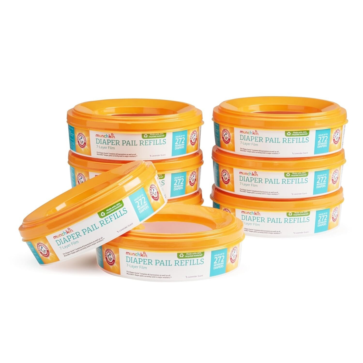 Arm & Hammer Lavender-Scented Diaper Pail Refill Rings - 8 Pack, 2,176 Diaper...