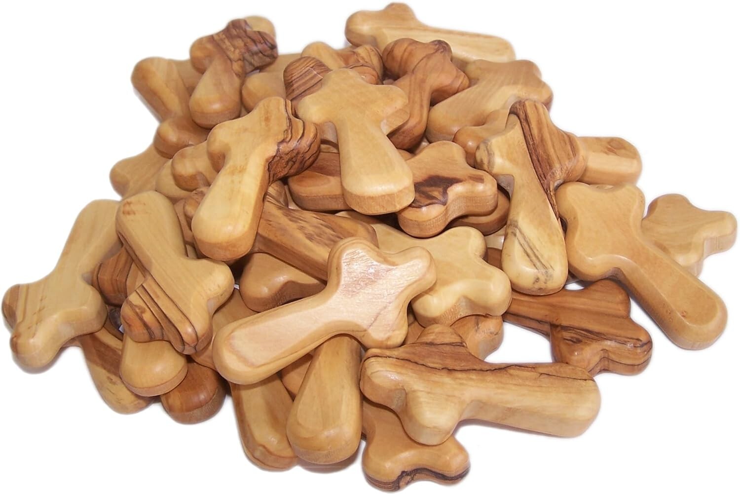 2.5 Inch Olive Wood Crosses with Certificates & Lord Prayer Cards - 25 Pack