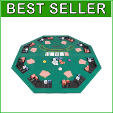 Load image into Gallery viewer, Portable 48-Inch Poker Topper - Solid Wood with Built-In Chip Trays &amp; Cupholders