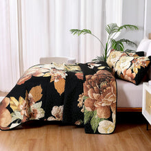 Load image into Gallery viewer, Queen Size 3-Piece Botanical Floral Quilt Set - Lightweight Reversible Coverlet