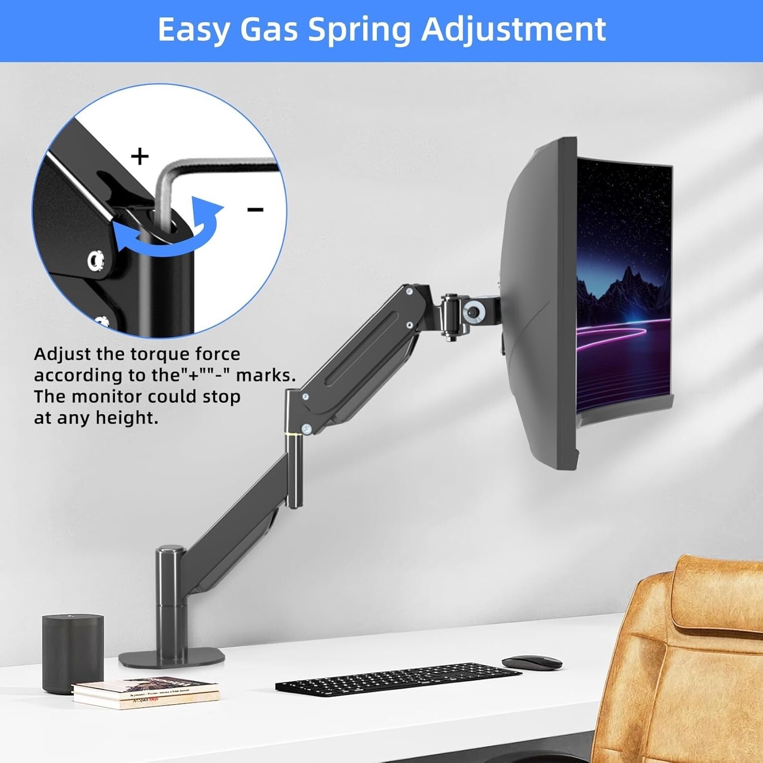 Ergonomic Ultrawide Monitor Arm with Full Motion - Fits 17 to 49 Inch Screens