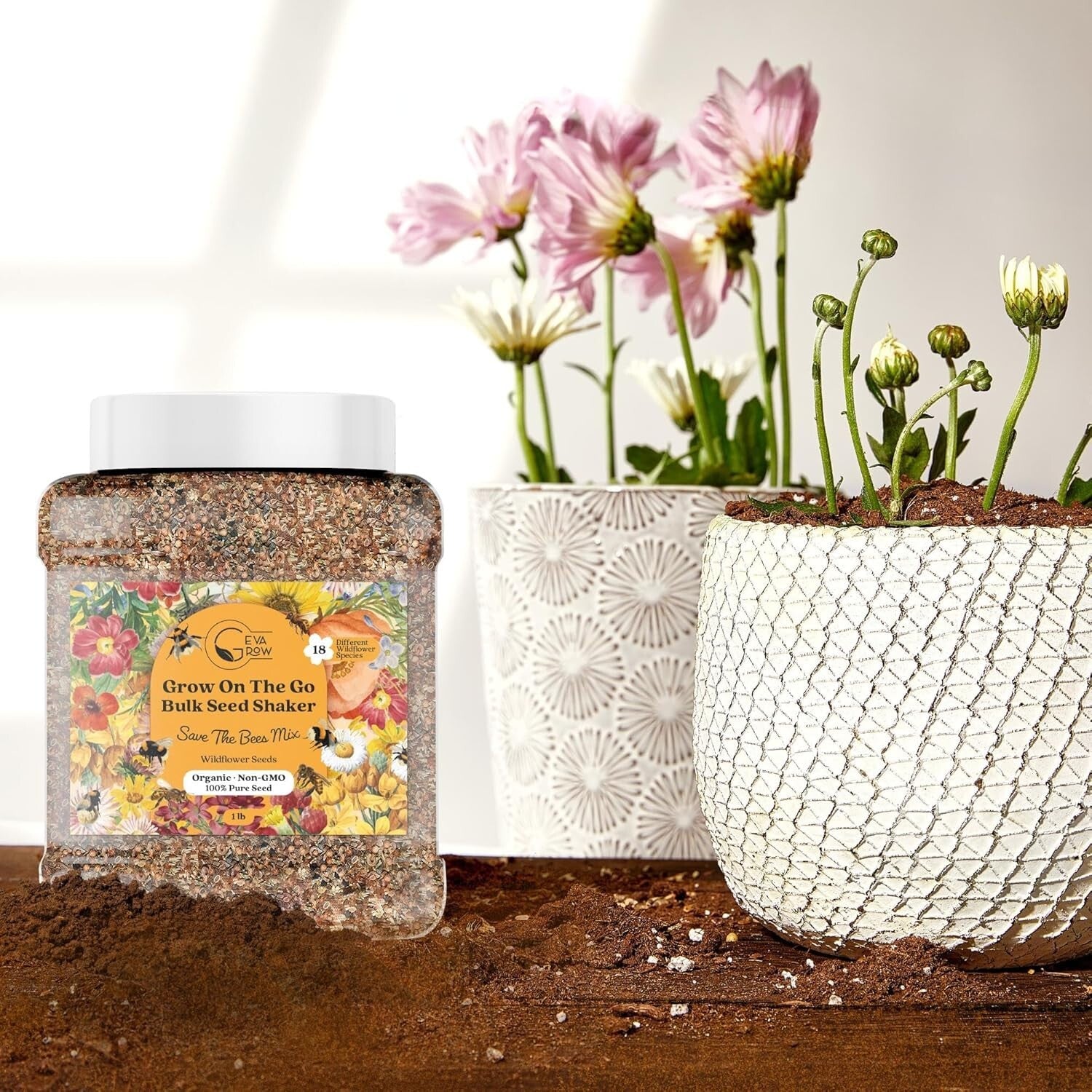 1LB Wildflower Seed Mix Tub - Attract Pollinators with 300,000+ Easy-Grow Seeds