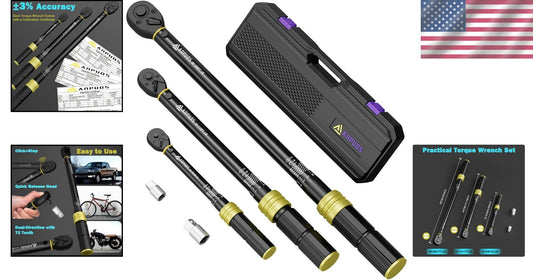 Durable 5-Piece Torque Wrench Set with Dual-Range & Calibration Certificate