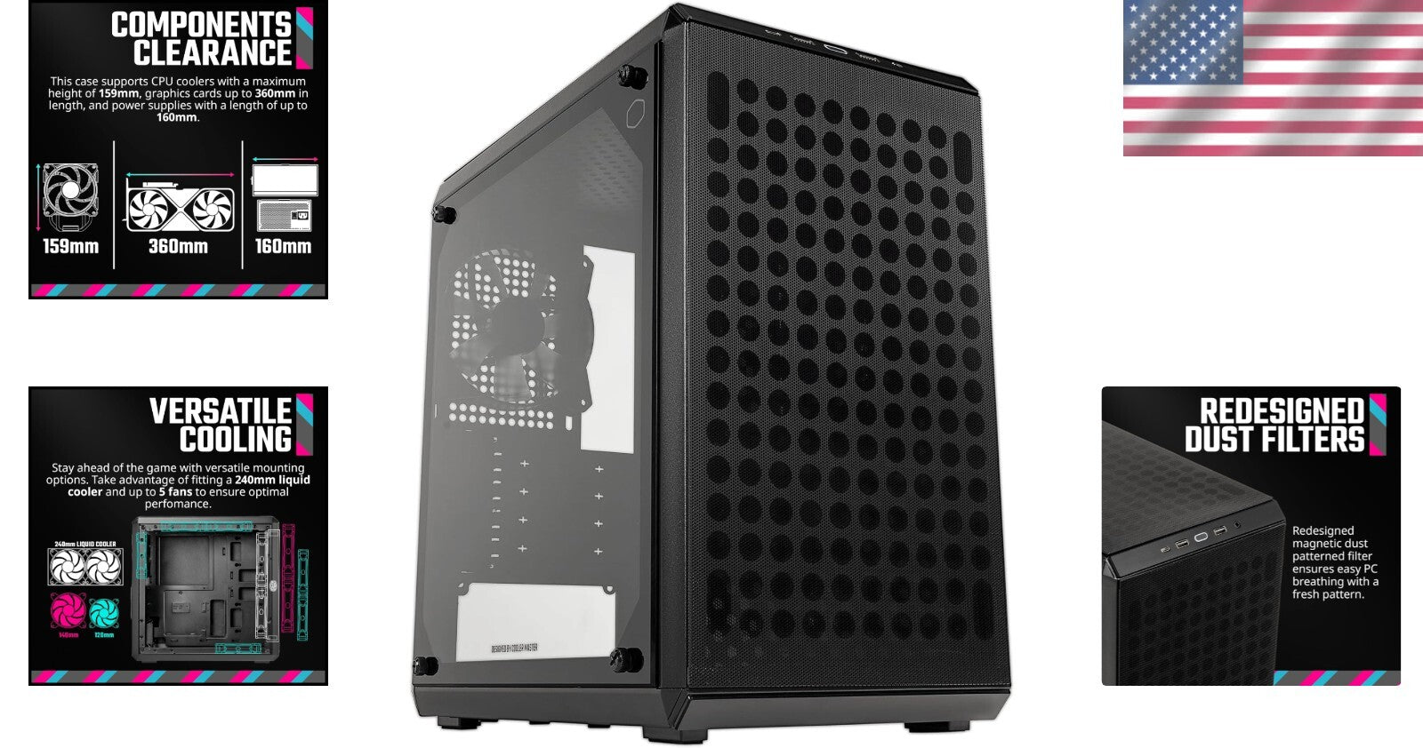 Versatile Micro-ATX Case with Edge-to-Edge Glass & Efficient Cable Management