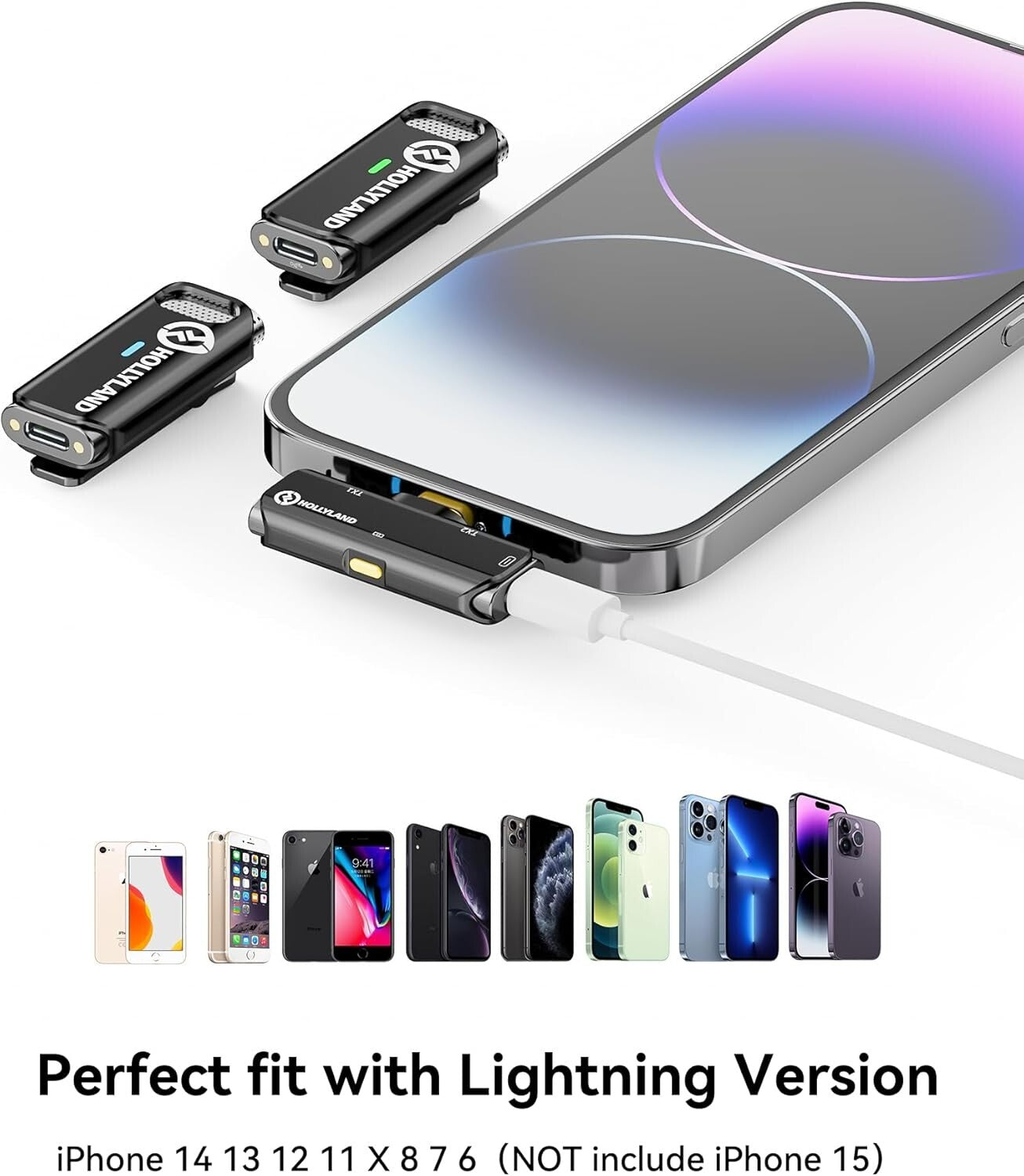 Active Noise Cancelling Lavalier Mic - 32H Battery, Ideal for iPhone/iPad Users