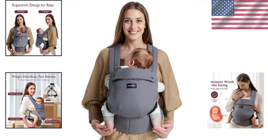 Ergonomic Lightweight Baby Carrier for Hands-Free Parenting - 7-44lbs Capacity