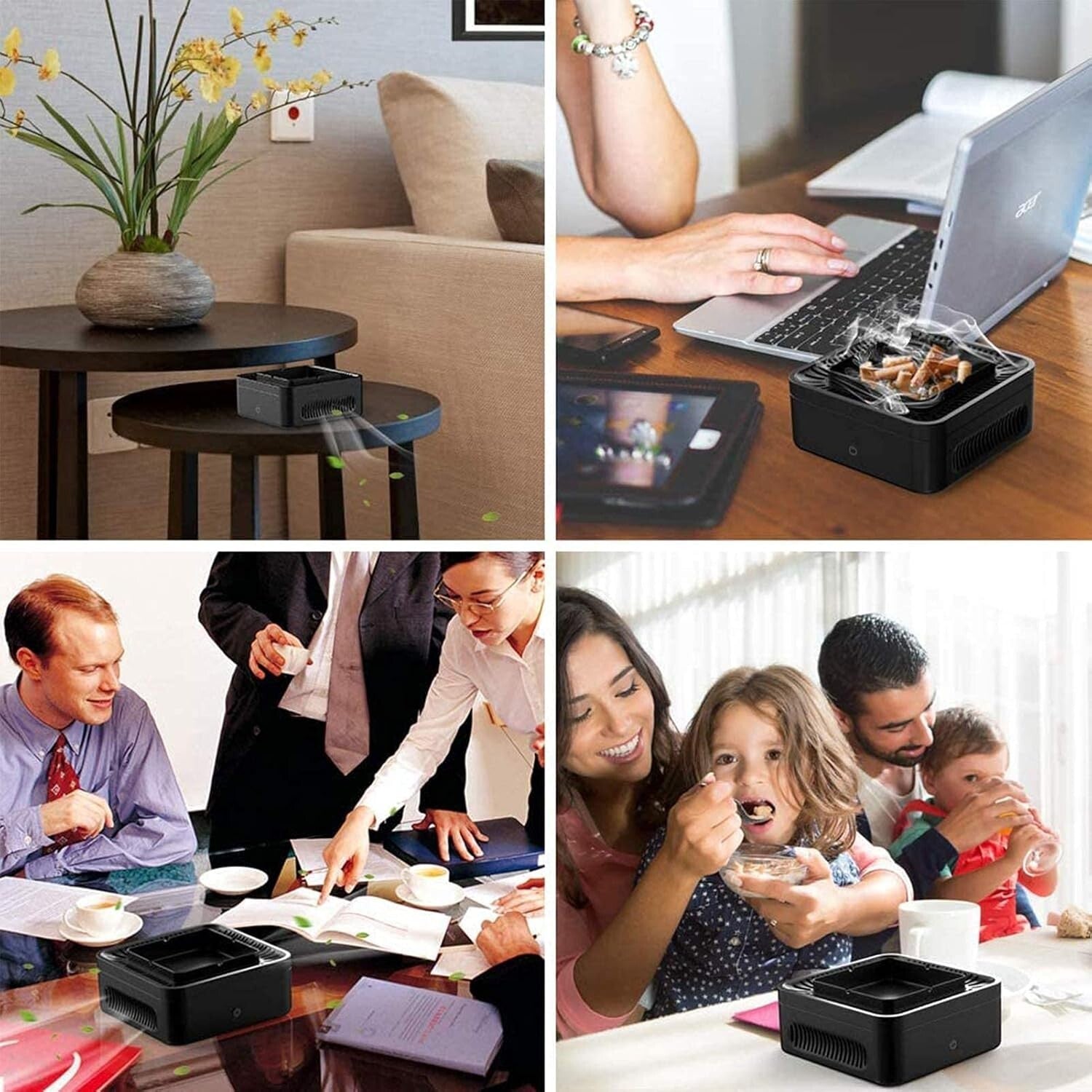 High-Performance Smokeless Ashtray with 4-Groove Design - Ideal for Home and Car