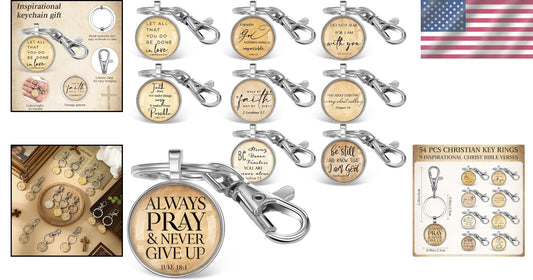 54-Piece Christian Keychain Set with Bible Verses - Inspirational Gifts for All