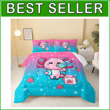 Load image into Gallery viewer, Stylish Kawaii Axolotl 3-Piece Bedding Set - Kids Twin Comforter &amp; Cases