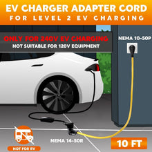Load image into Gallery viewer, Heavy-Duty 10FT EV Charger Adapter, 50 Amp NEMA 10-50P to 14-50R Connection
