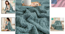 Load image into Gallery viewer, Generously Sized Teal Muslin Throw Blanket - Hypoallergenic &amp; Moisture-Absorbing