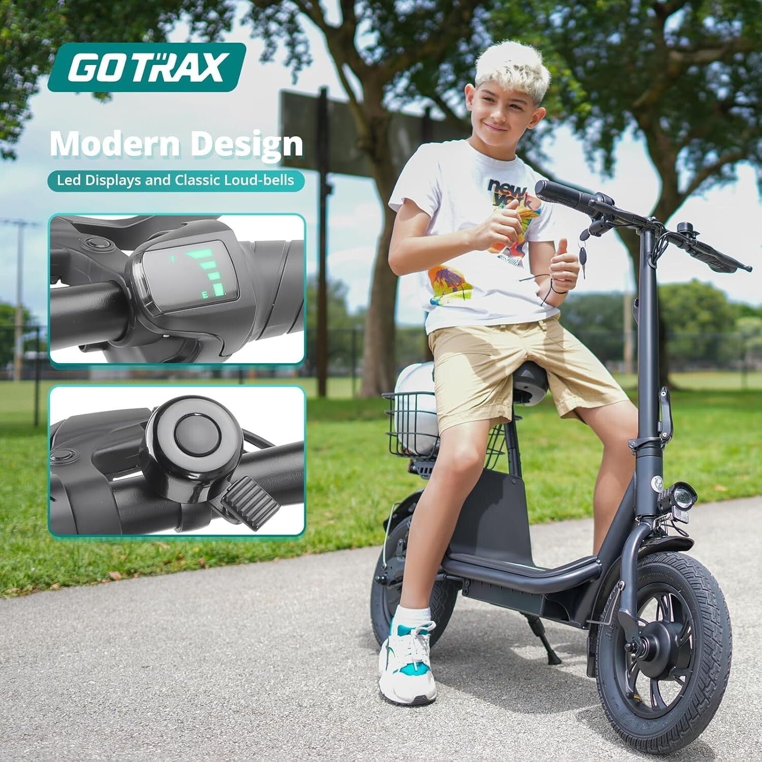 Effortless Commuting: 12" Pneumatic Tire Electric Scooter with Seat for Adults