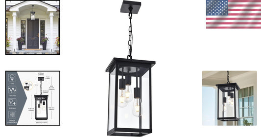 Elegant Adjustable 3-Light Outdoor Light with Clear Glass Shade – Black Finish