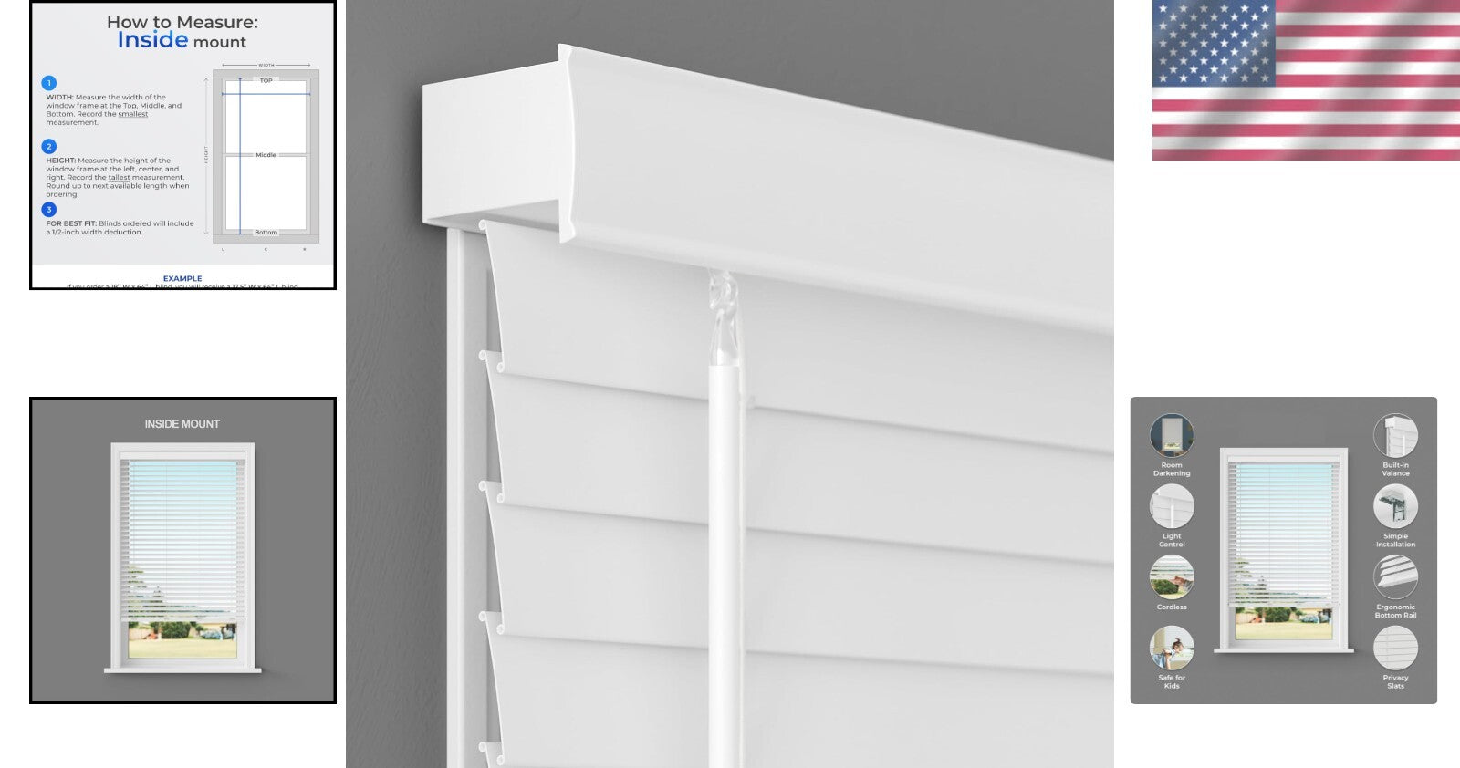 Custom Cut 2-Inch Faux Wood Blinds - Room Darkening, No Cords - 23" x 64"