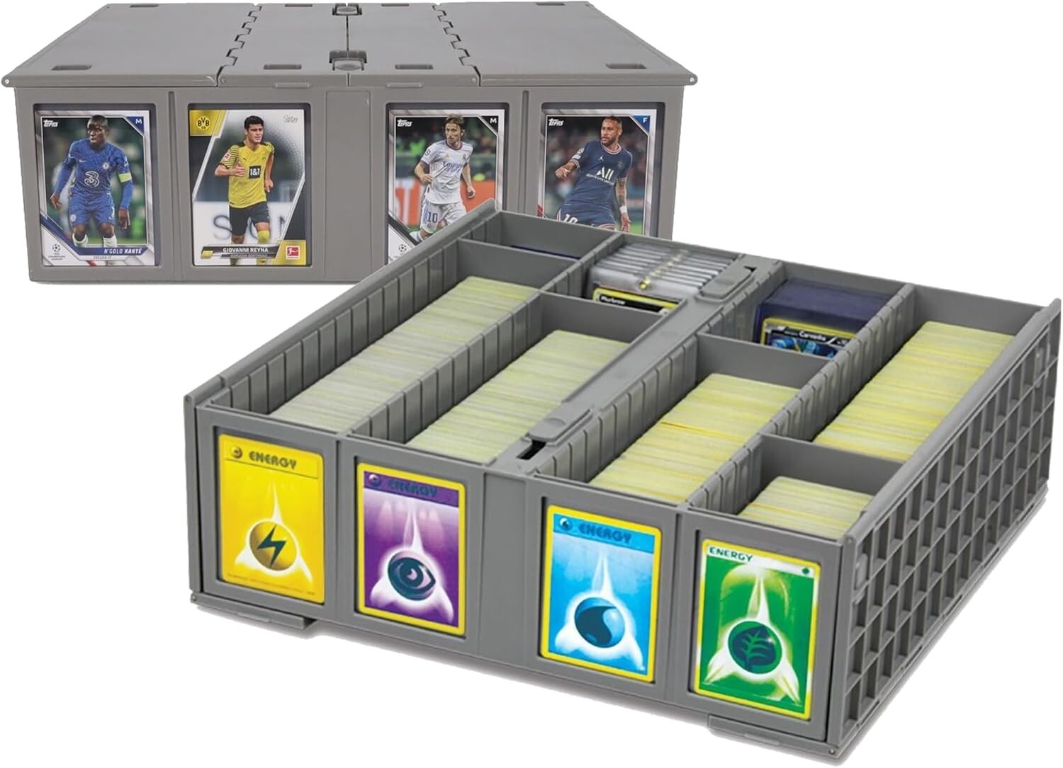 Hinged Card Holder Bins - 2 Pack, Stackable Design, Fits MTG & Pokémon Cards