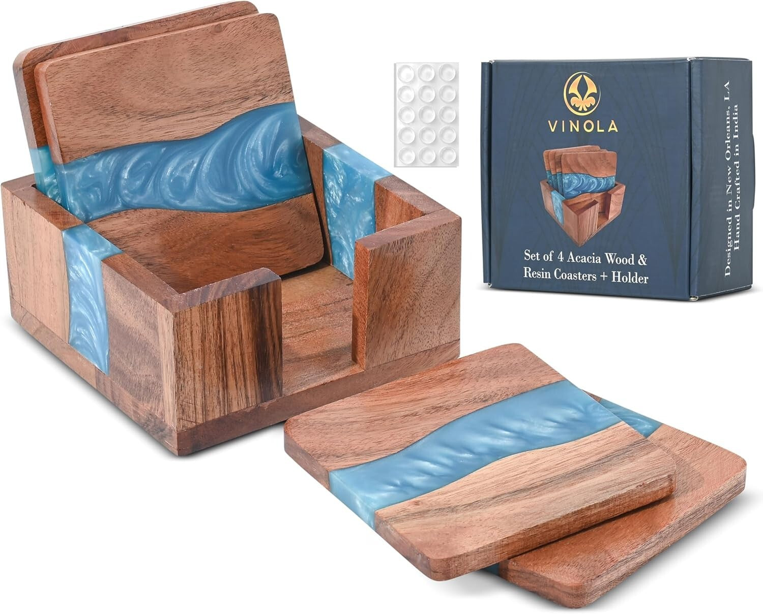 Eco-Friendly Wooden Drink Coasters with Optional Non-Slip Feet - Gift-Ready