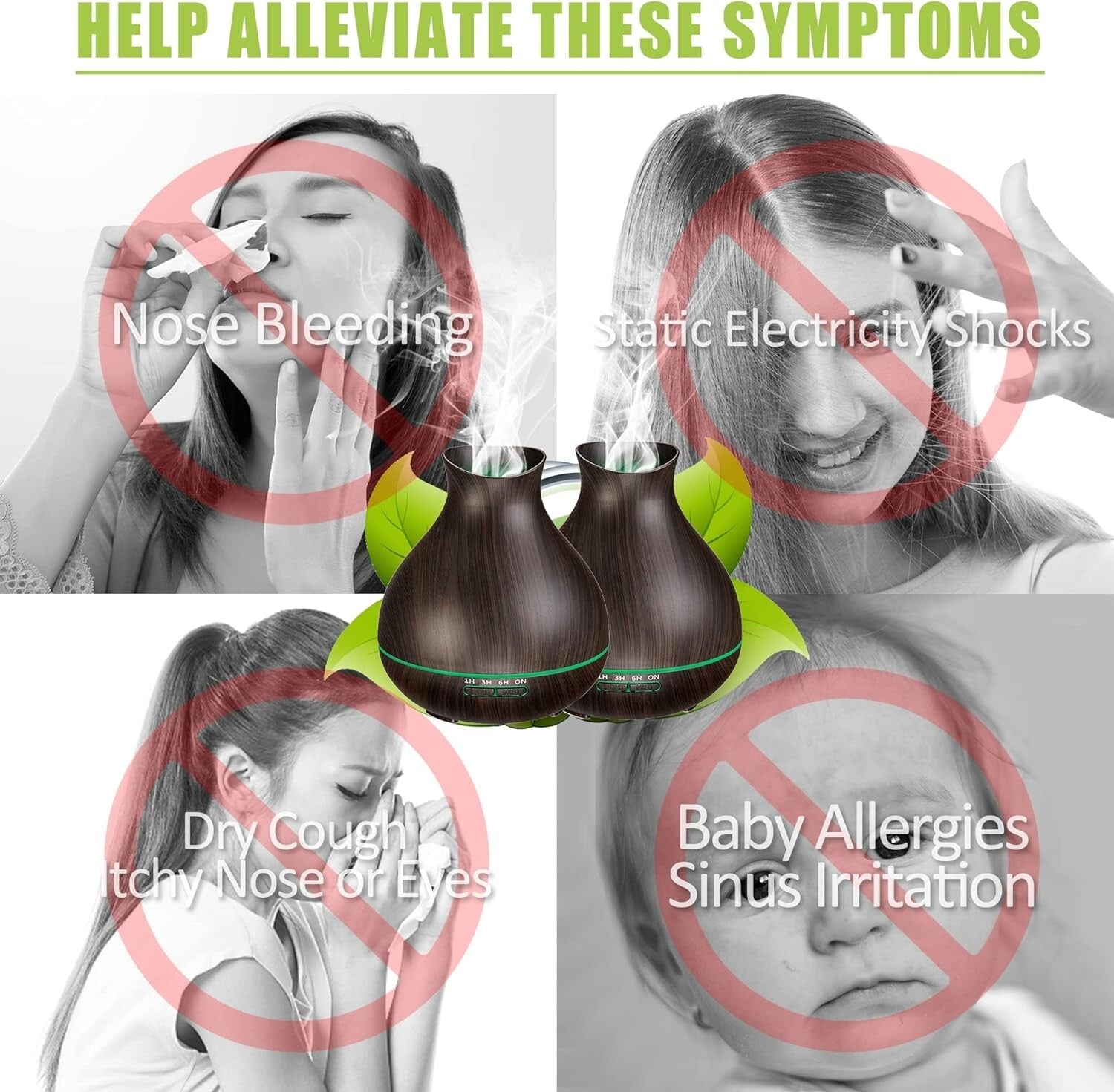 Aromatherapy Essential Oil Diffusers - 2 PCS, 550ml, LED Humidifiers for Larg...