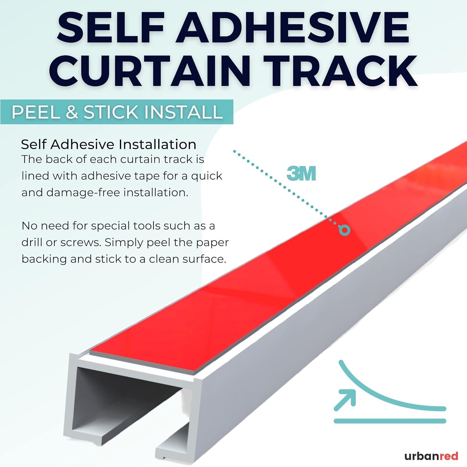 16.4FT Customizable Self-Adhesive Curtain Track - Ceiling Mount, Seamless Design
