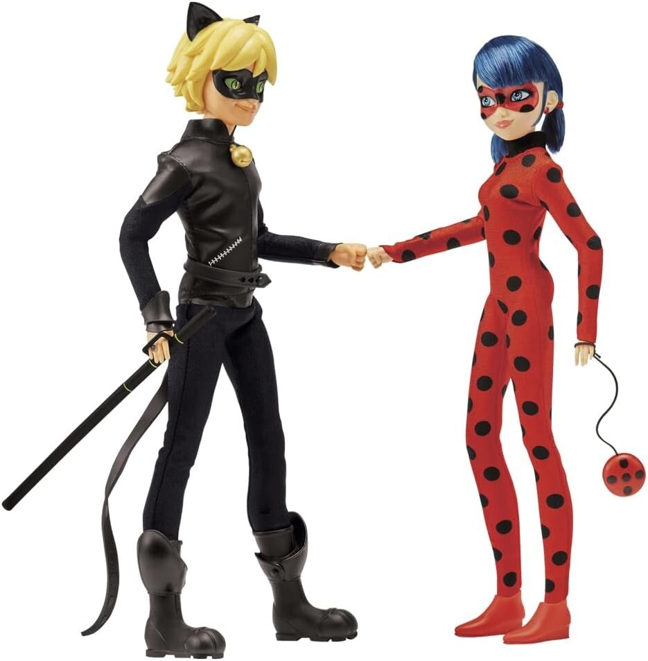 Dynamic Duo: Ladybug & Cat Noir 10" Dolls with Detailed Superhero Fashions