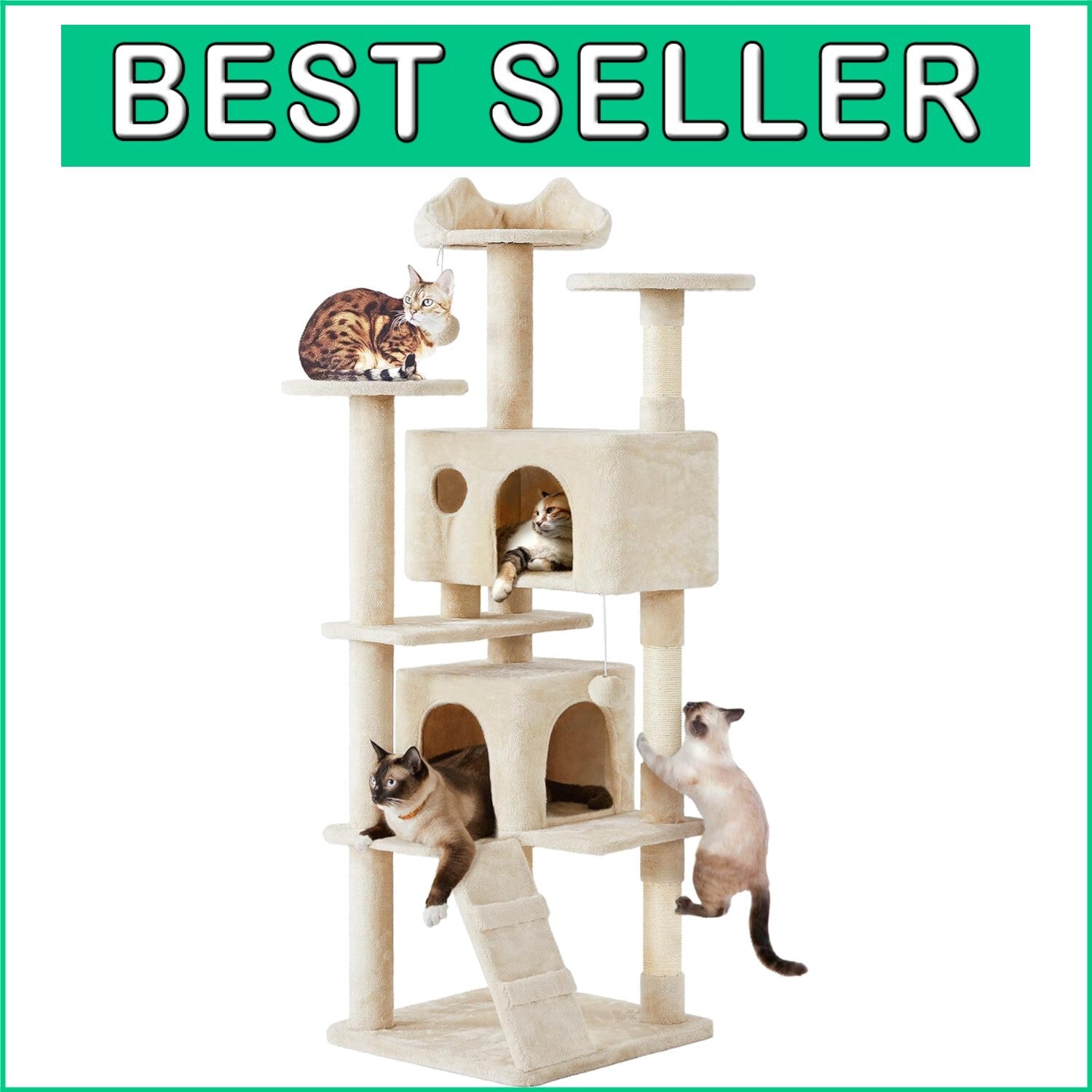Durable 70in Cat Tree for Indoor Cats with Scratching Posts & Fun Accessories