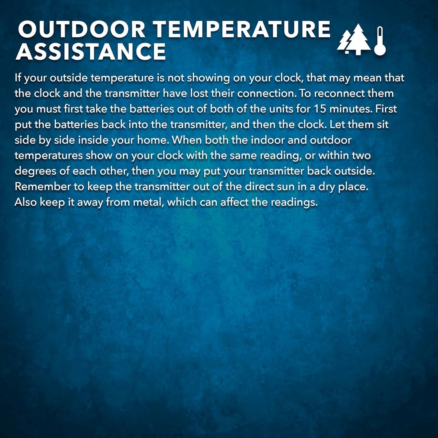 Battery Operated Atomic Clock - 3" LCD Display & Wireless Temperature Sensor