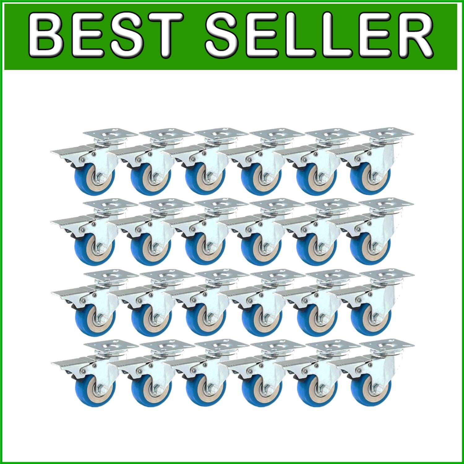 Heavy-Duty 2" Swivel Casters - 24 Pack with Locking Brake for Any Surface