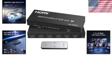 Load image into Gallery viewer, Versatile 4K HDMI Switch with Remote: 2 Inputs, 4 Outputs for Multiple Devices