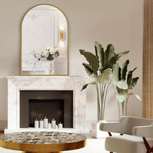 Load image into Gallery viewer, 24"x36" High-Definition Arched Mirror in Brushed Gold - Lightweight &amp; Stylish
