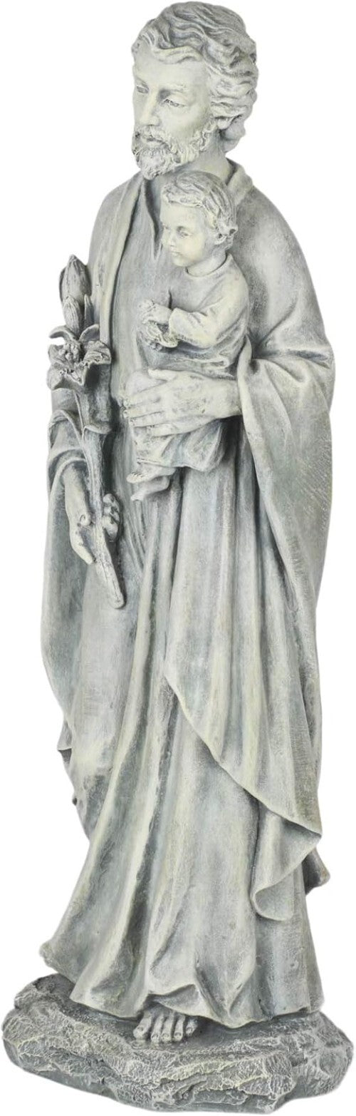 Intricately Crafted 20" St. Joseph and Child Garden Statue for Religious Spaces