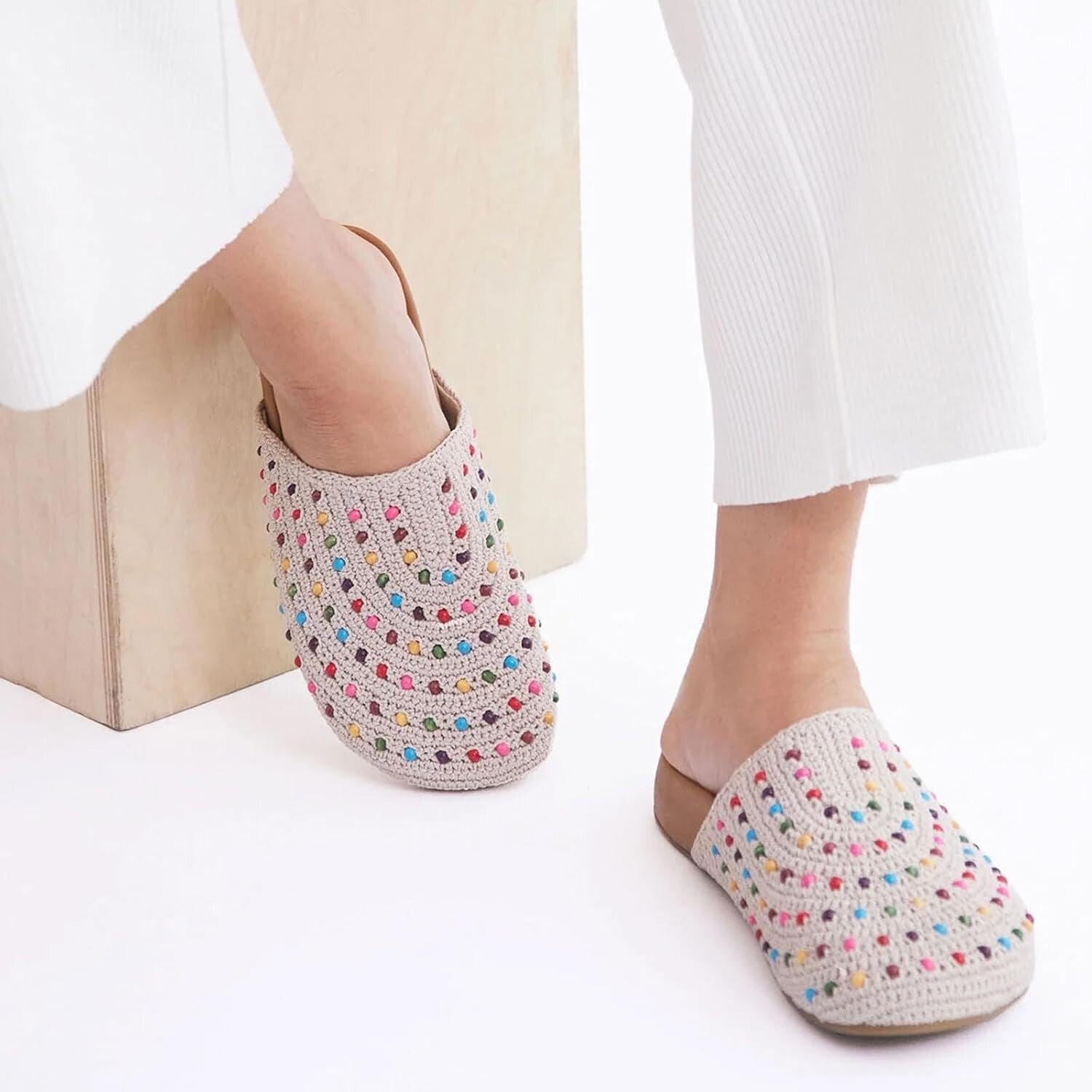 Stylish Women's Bolinas Clogs, Ecru Multi Beads - Comfortable Everyday Slip-Ons