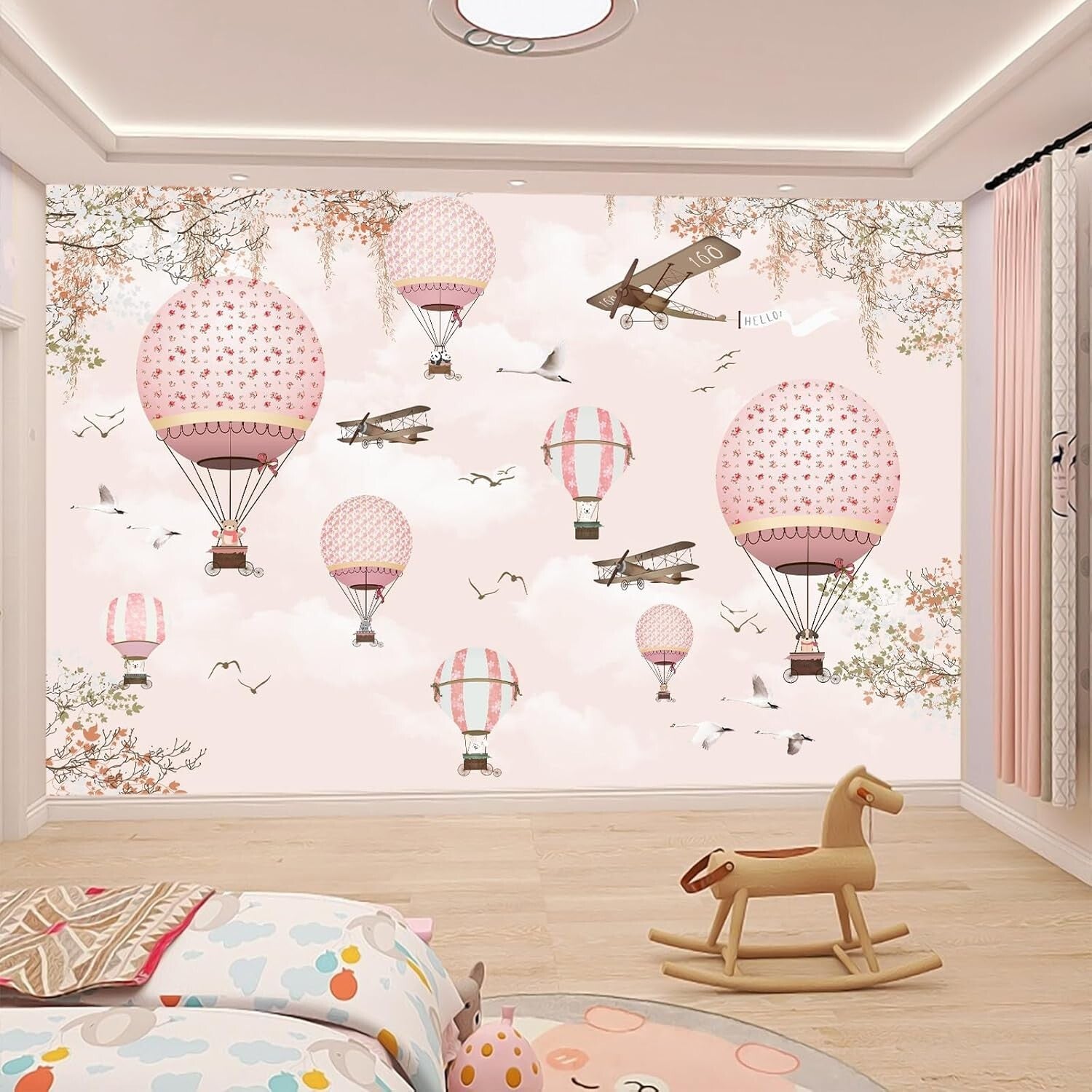 Beautiful Fade-Resistant Hot Air Balloon Mural – Perfect for Kids' Rooms
