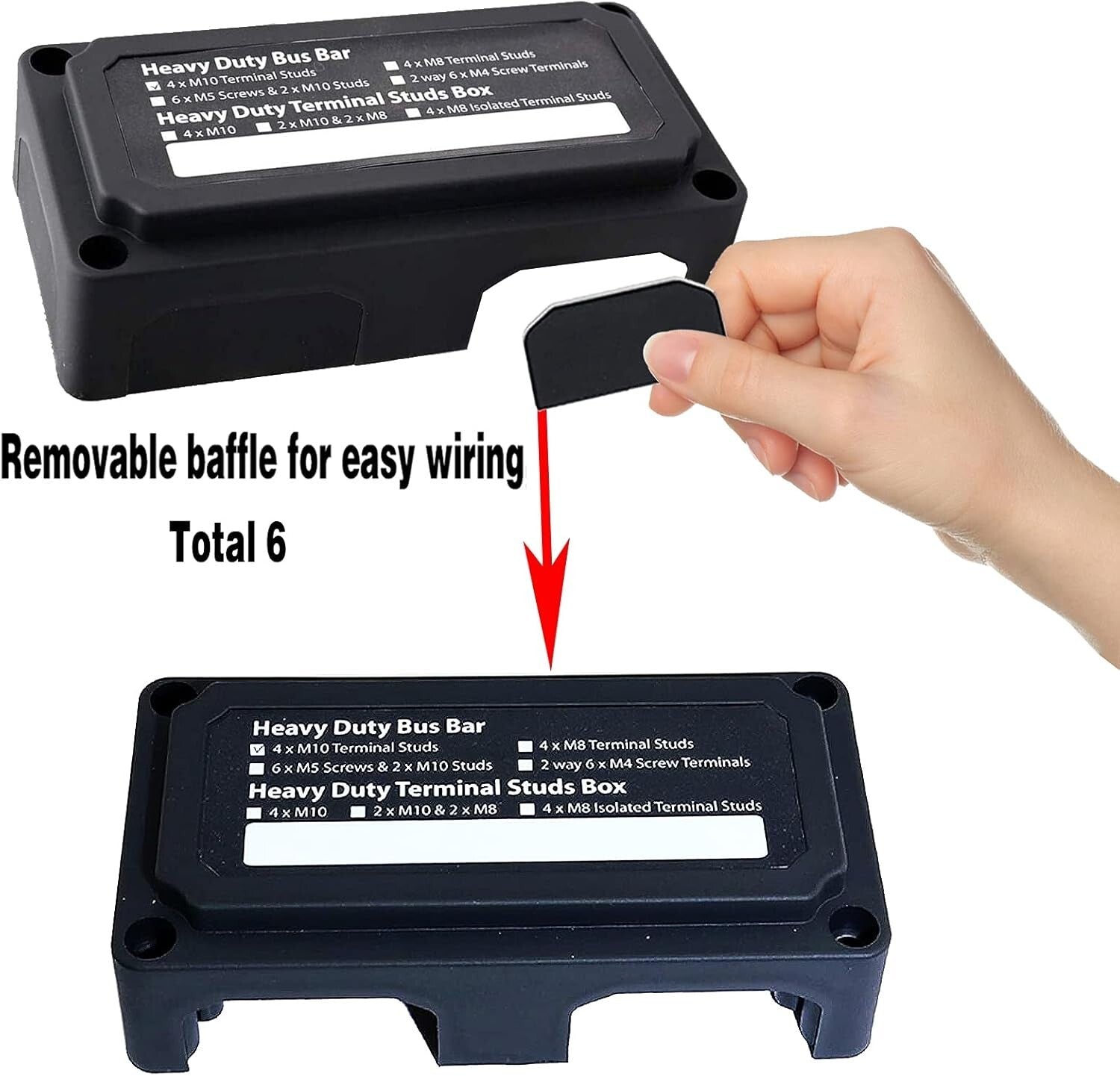 300A Waterproof Power Distribution Block with 4 M10 Terminal Studs - Heavy Duty