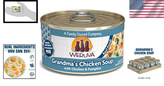 Wholesome Grandma’s Chicken Soup for Cats - 24 Cans of Moist 3oz Deliciousness