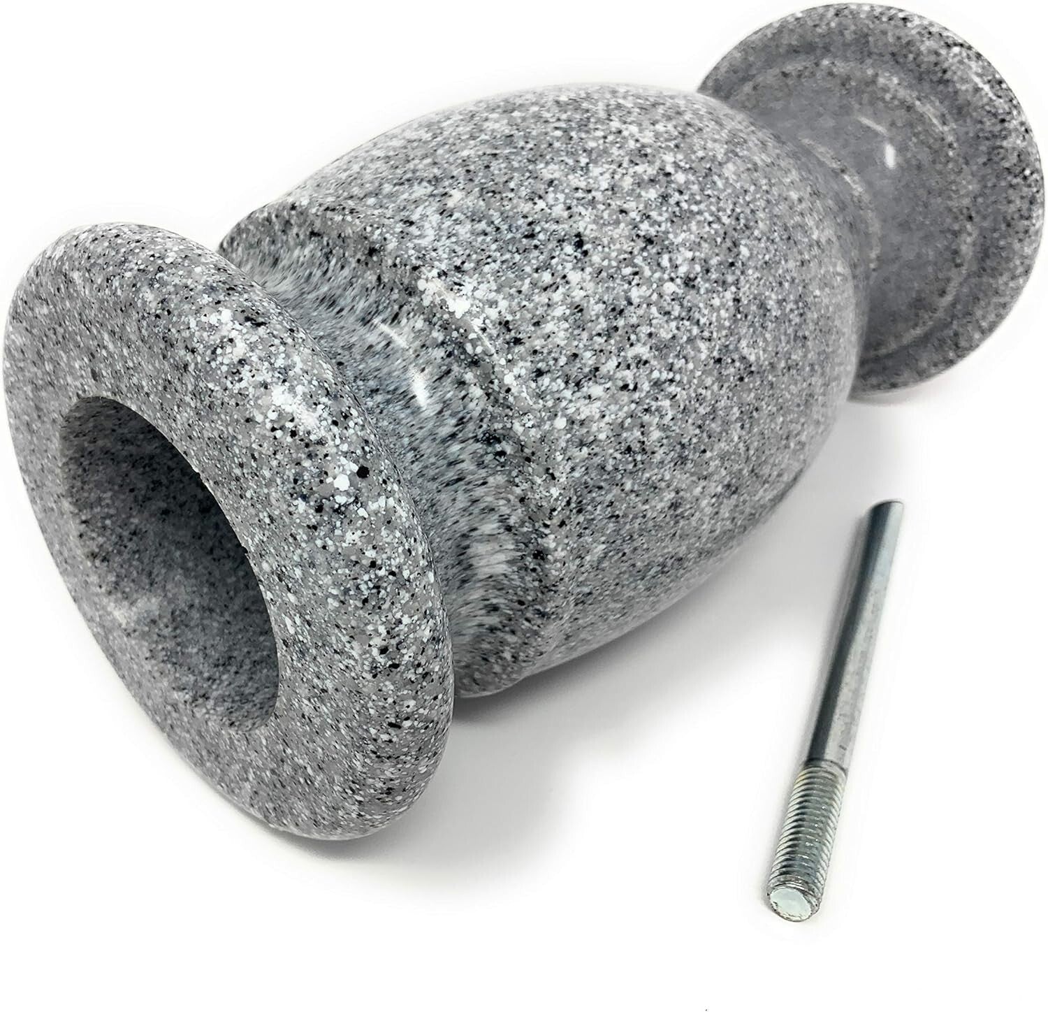 Light Grey Granite Memorial Vase for Headstone Flowers - Secure Spike Included