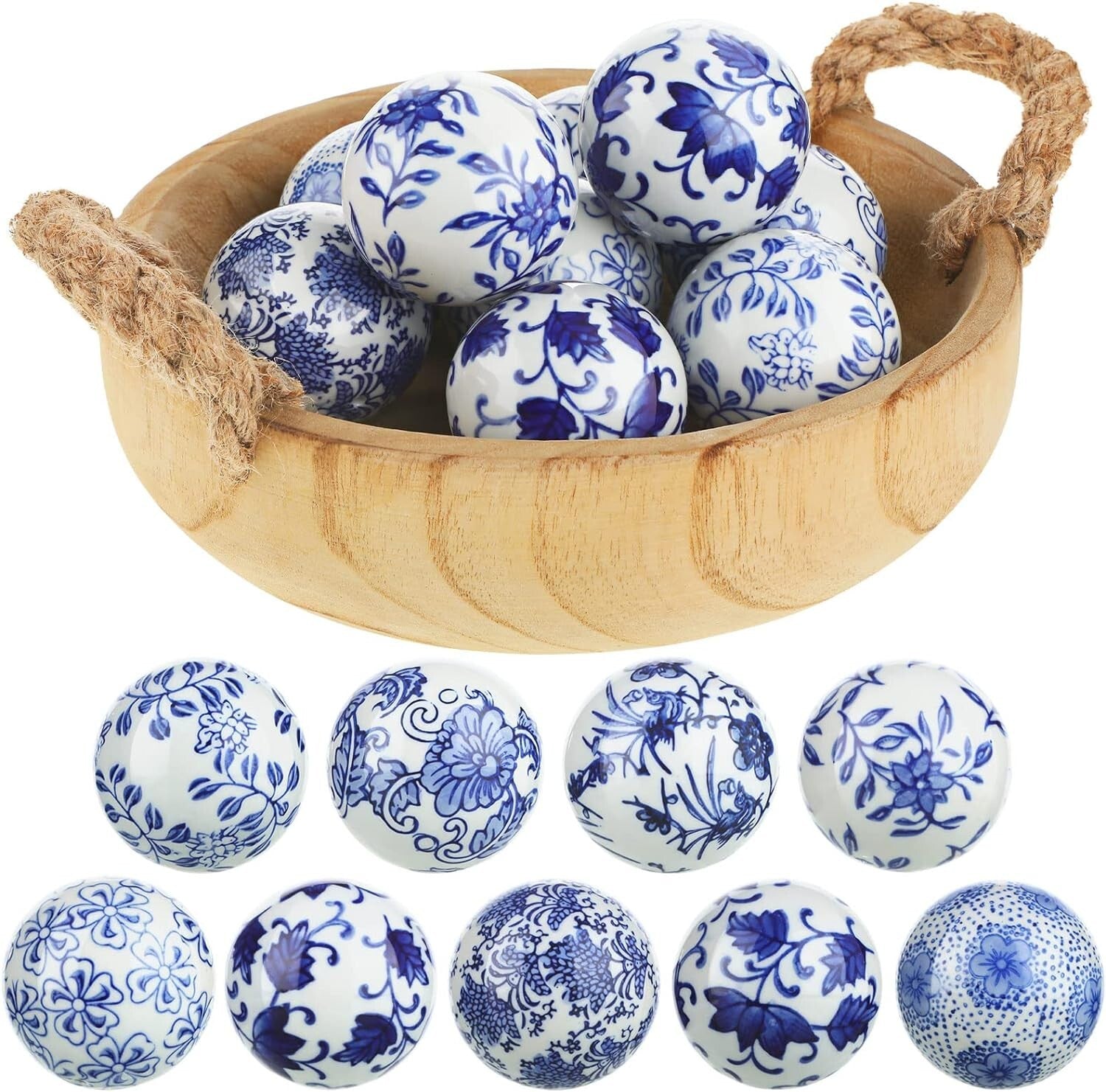 Versatile 9-Piece Set of Glazed Ceramic Balls for Farmhouse and Eclectic Styles