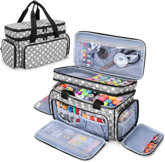 Durable Heavy-Duty Sewing Supplies Organizer Bag with Clear Pocket and Dividers