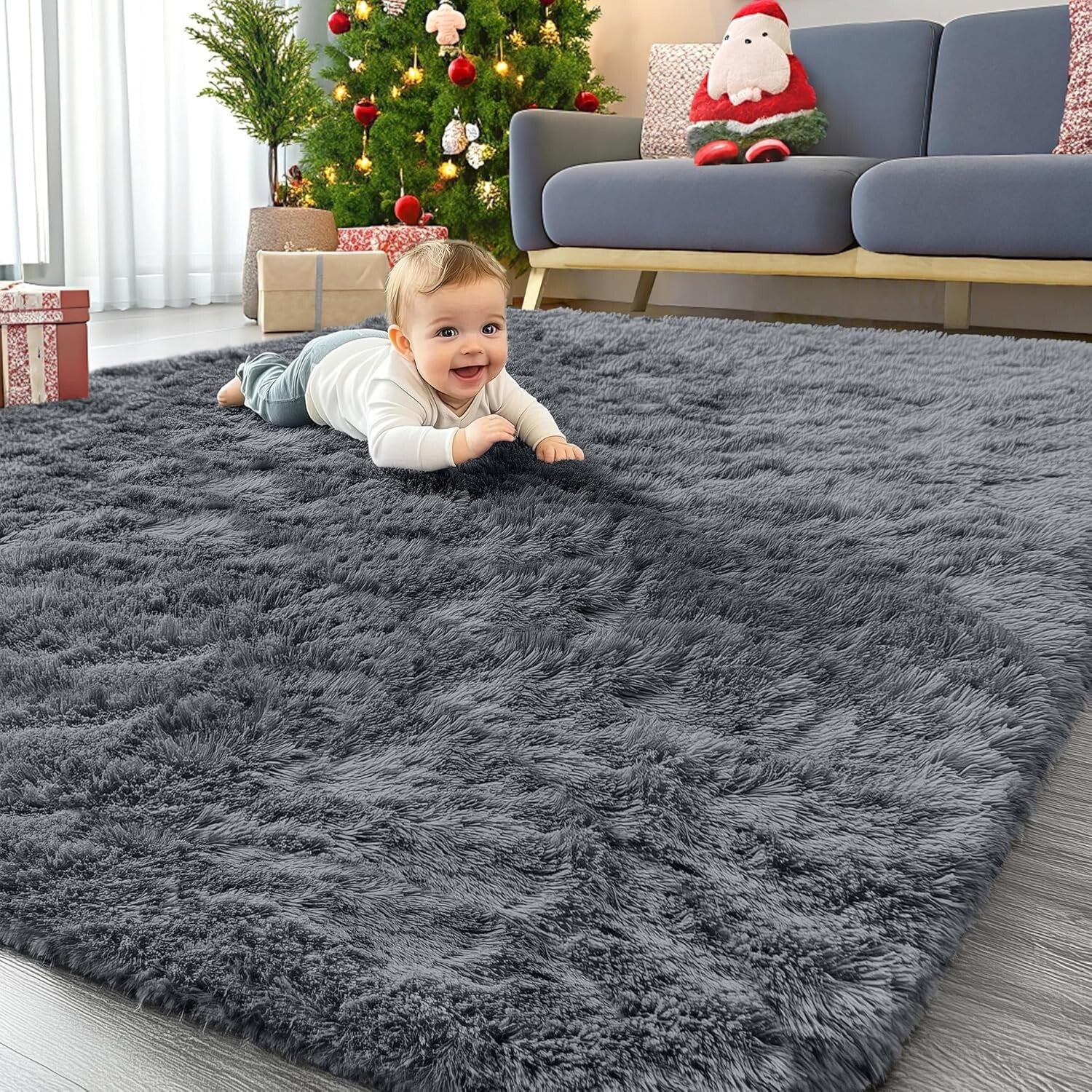 Luxurious 5x7 Tufted Area Rug - High Pile, Stain Resistant & Family-Friendly