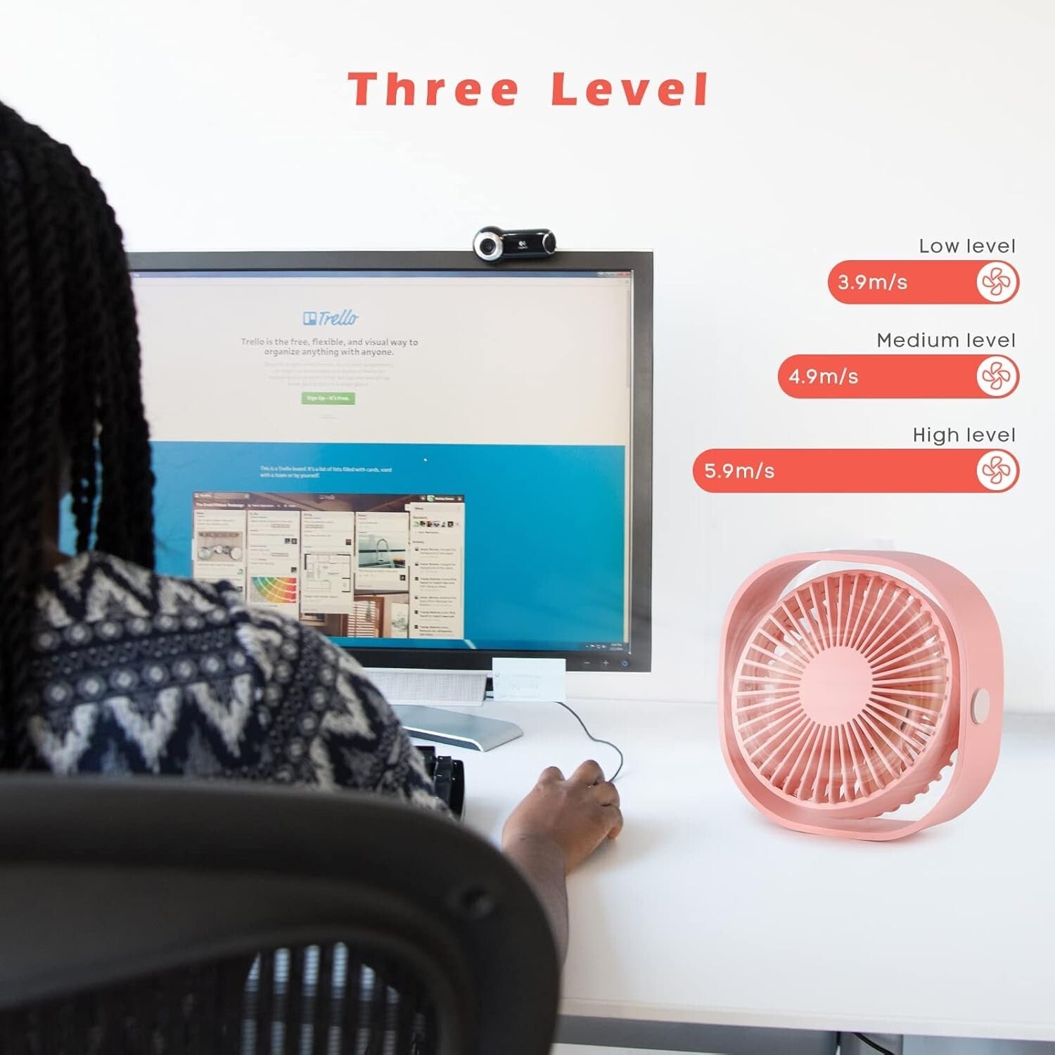 Modern USB Desk Fan Duo - 3 Speed, Ultra-Quiet, Perfect for Office or Travel