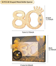 Load image into Gallery viewer, Glamorous Gold and Black Bottle Openers - 50 Packs for 80th Anniversary Parties