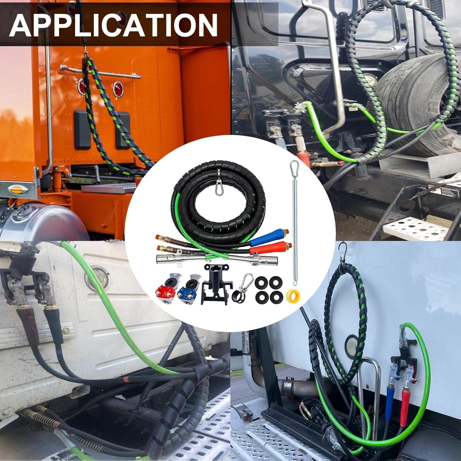 15FT Semi Truck Air Brake & Trailer Cord Kit with Corrosion-Resistant Materials