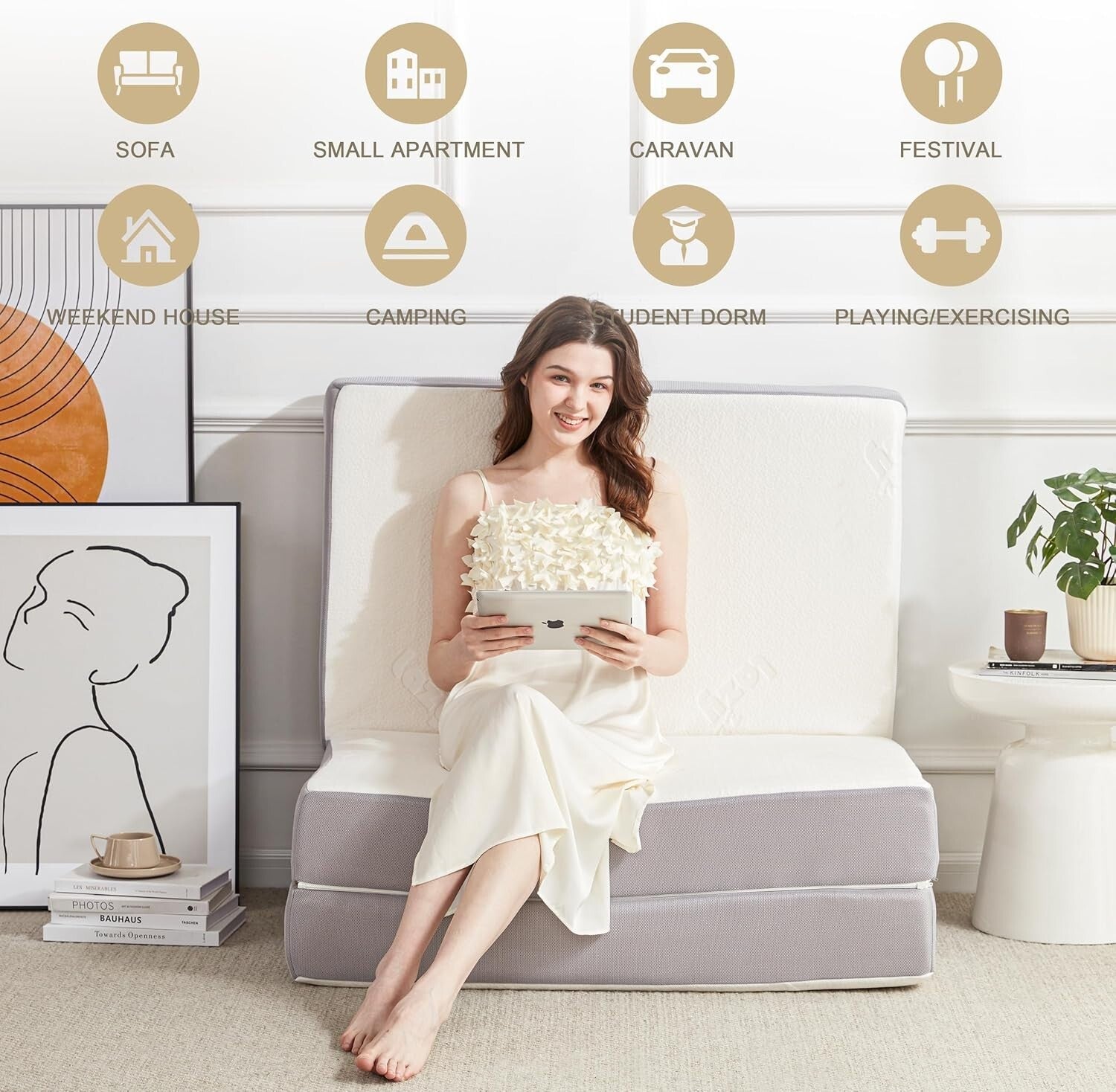 Comfortable 6-Inch Bamboo Memory Foam Mattress - Foldable & Easy to Carry