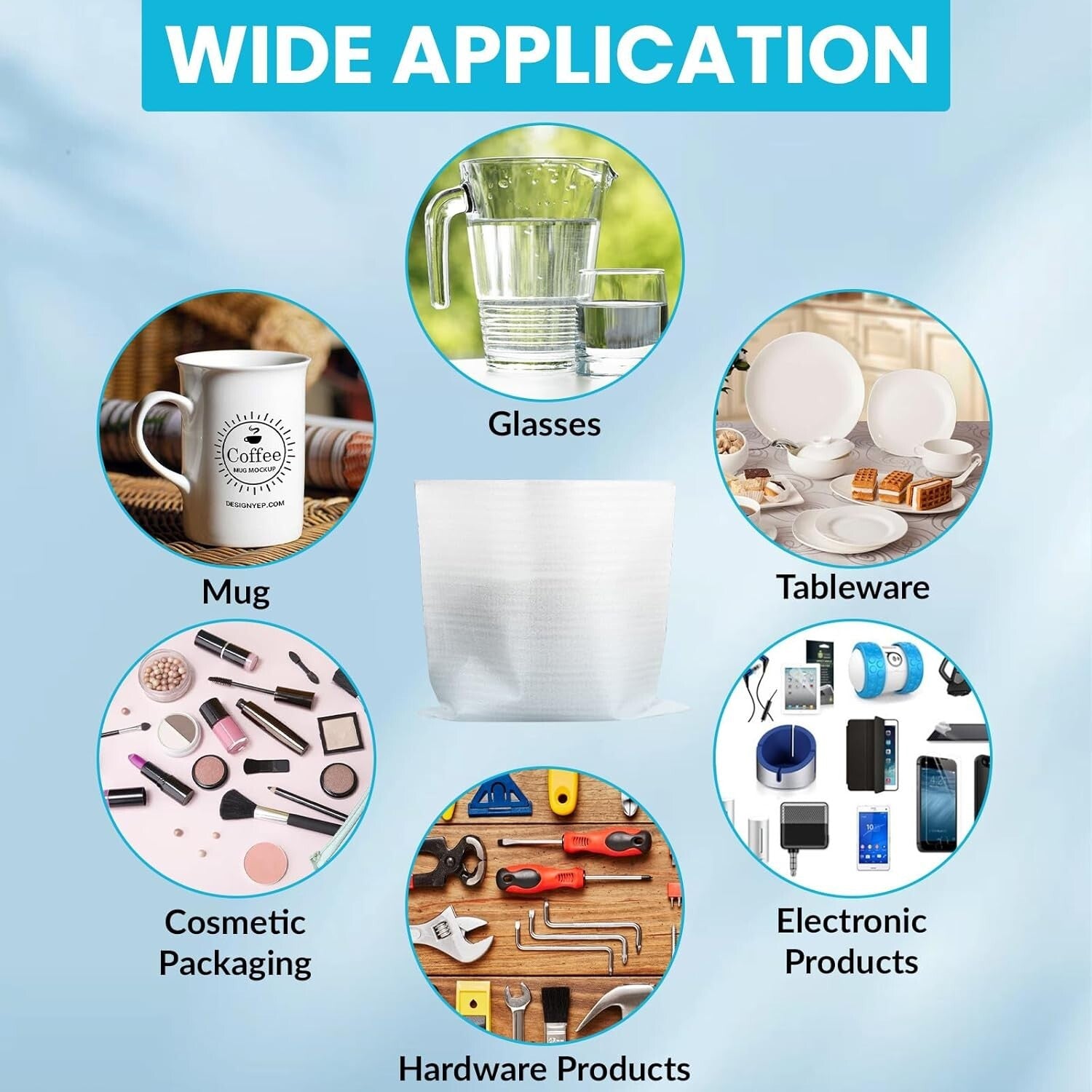 Complete Moving & Packing Set: 200 Foam Pouches, Wrap Sheets & Fragile Labels