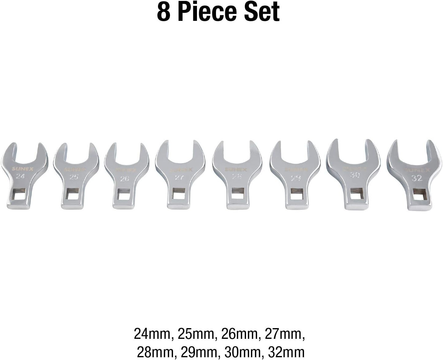 Easily Accessible 1/2-Inch Drive Jumbo 8-Piece Wrench Set for Tight Spaces