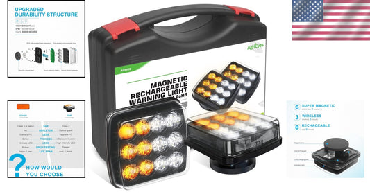 Waterproof LED Warning Light - 800 Lumen Magnetic Flashing Light for Vehicles