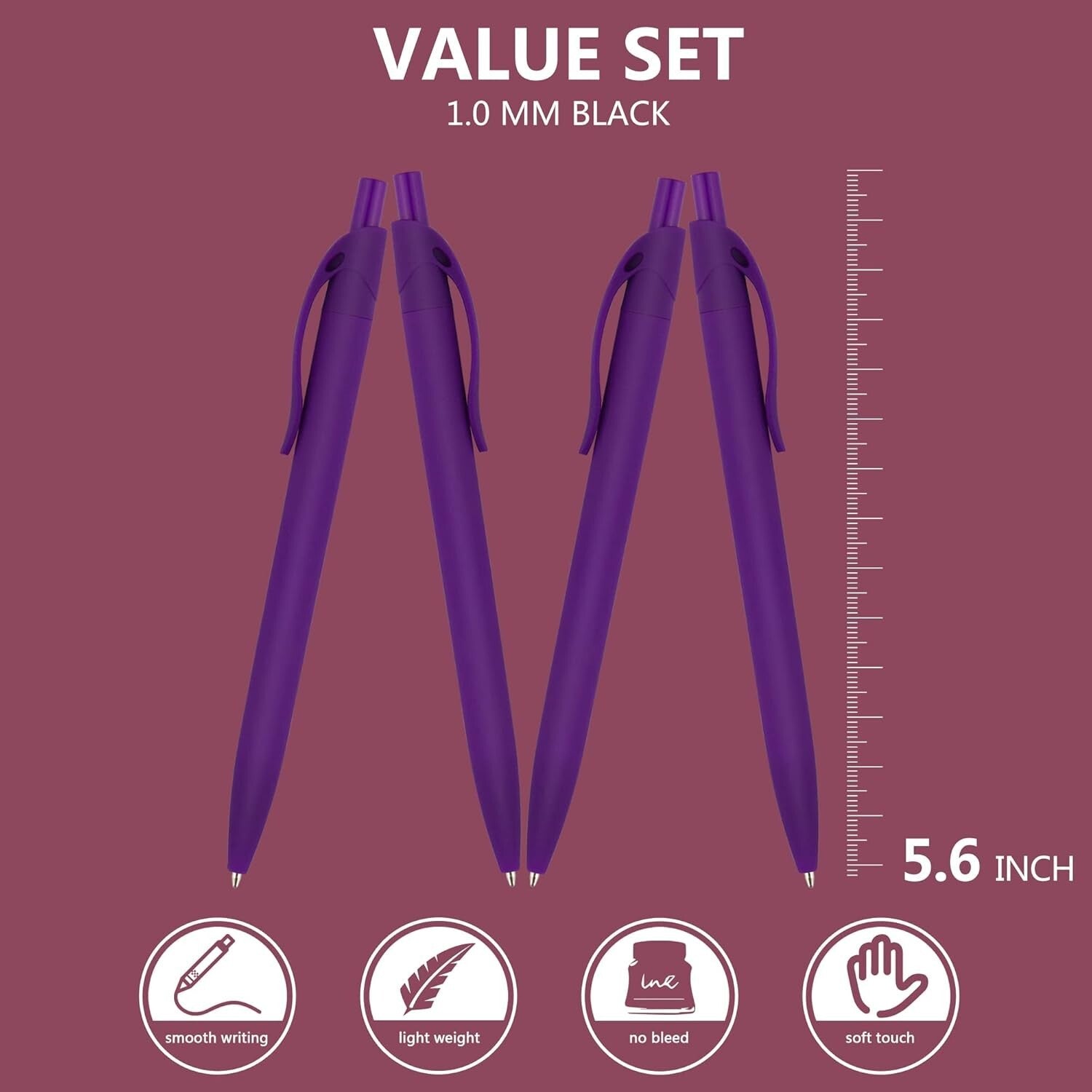 Bulk 200 Retractable Purple Barrel Pens - Medium Point, Smooth Writing Solutions