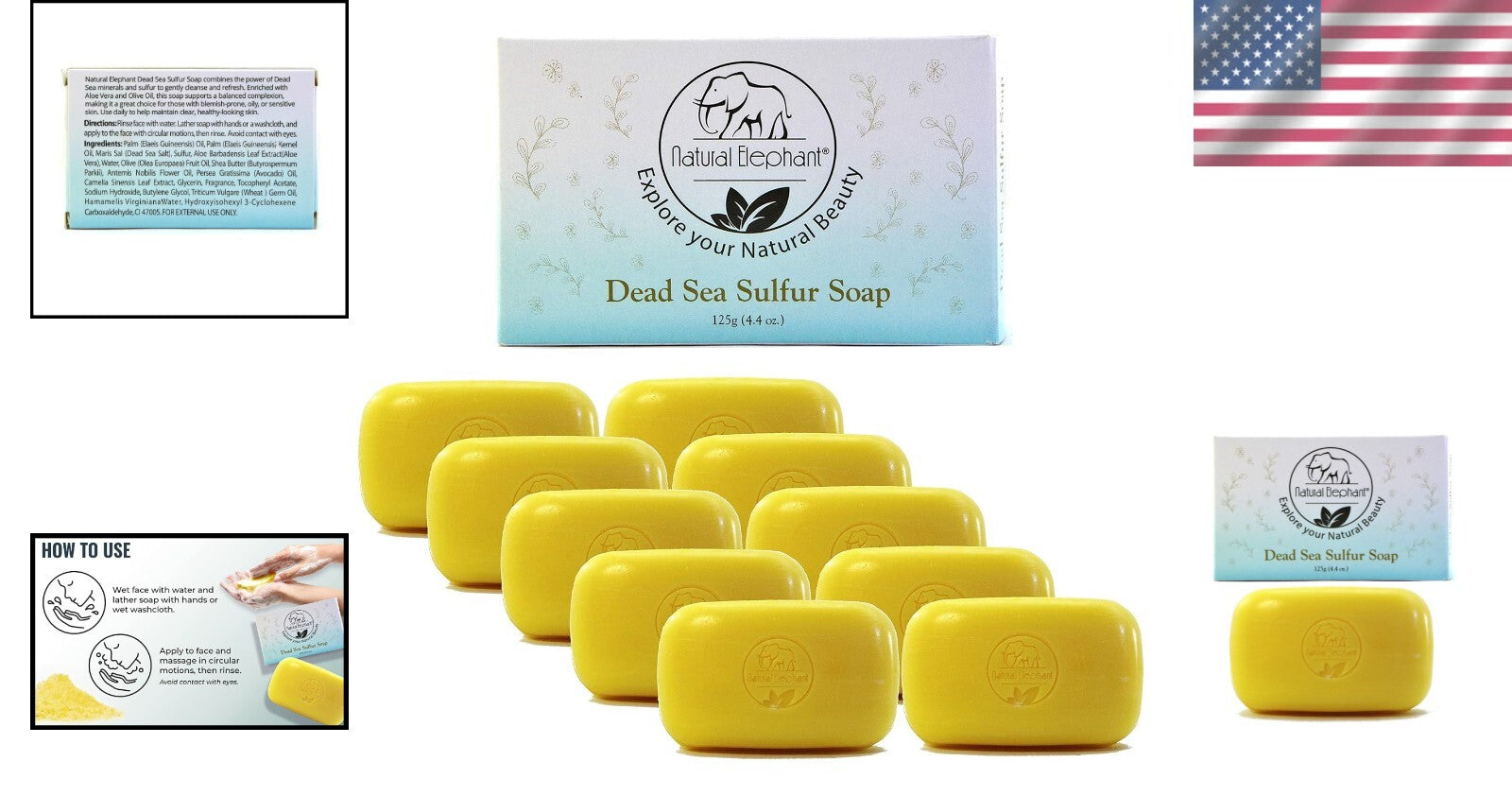Nourishing Dead Sea Sulfur Soap - 4.4 oz Bars, Multi-Action Cleanser Pack of 10