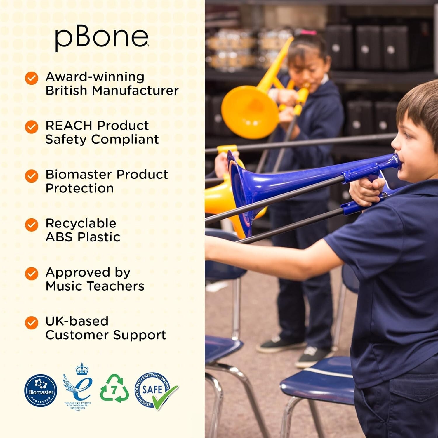 Durable Mini Trombone in Blue - Mouthpiece & Easy Carry Bag Included for Kids
